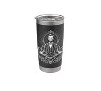 Abraham Lincoln méditant en position de lotus zen Gobelet isotherme en acier inoxydable double paroi