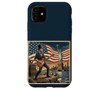 Abraham Lincoln Playing Electric Guitar 4th of July Retro Coque pour iPhone 11