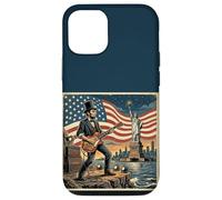 Abraham Lincoln Playing Electric Guitar 4th of July Retro Coque pour iPhone 12/12 Pro