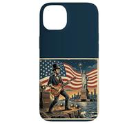 Abraham Lincoln Playing Electric Guitar 4th of July Retro Coque pour iPhone 14 Plus