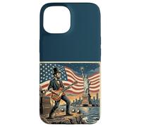 Abraham Lincoln Playing Electric Guitar 4th of July Retro Coque pour iPhone 15