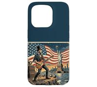 Abraham Lincoln Playing Electric Guitar 4th of July Retro Coque pour iPhone 15 Pro