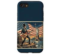 Abraham Lincoln Playing Electric Guitar 4th of July Retro Coque pour iPhone SE (2020) / 7/8
