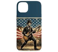 Abraham Lincoln Playing Electric Guitar 4th of July Vintage Coque pour iPhone 14 Plus