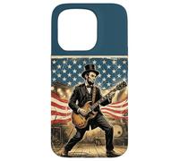 Abraham Lincoln Playing Electric Guitar 4th of July Vintage Coque pour iPhone 15 Pro