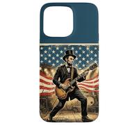 Abraham Lincoln Playing Electric Guitar 4th of July Vintage Coque pour iPhone 15 Pro Max
