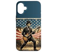 Abraham Lincoln Playing Electric Guitar 4th of July Vintage Coque pour iPhone 16 Plus