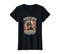 Abraham Lincoln Rock and Roll Drapeau américain T-Shirt Graphique avec Valeur