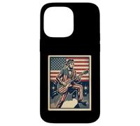 Abraham Lincoln Rock Star Guitare Drapeau américain Coque pour iPhone 14 Pro Max