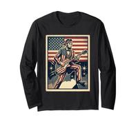 Abraham Lincoln Rock Star Guitare Drapeau américain Manche Longue