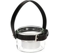 ABRATO Bougie à réchaud 55x20mm dans un verre avec poignée en cuir noir Lanterne décorative complète