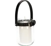 ABRATO Bougie en verre 60x100mm avec poignée en cuir noir Lanterne décorative complète