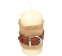 ABRATO Bougie ronde 60x120mm crème avec lanière en cuir et ruban de jute Bougie décorative