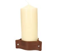 ABRATO Bougie ronde 80x200mm Crème avec poignée en cuir Bougie décorative