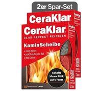 abrazo CeraKlar vitre de cheminée - 4 nettoyeurs de vitre de cheminée, 2x2 pces - nettoyage de vitre de cheminée sans rayures et sans produits chimiques, nettoyant pour vitre de cheminée, nettoyant po