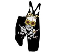 Abreli Combinaison Femme Chic Retro CrâNe Frais Combishorts Wide Leg Jumpsuit Dos Nu Combinal Pantalon Imprimé Vintage Cool Skull Salopette Ete Noir Rouge Taille S à 3XL (B,L,L)