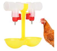 Abreuvoir à Double Mamelon pour Poulet, 10 Pièces Tasses d'eau de Poulet Distributeur Automatique d'eau de Poulet Tasses de Mamelons d'eau de Poulet avec 2 Bols Mangeoire Suspendue (JwtheeWxs-12)