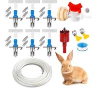 Abreuvoir à lapin avec double bec à ressort, fontaine à boire pour lapins, pour l'élevage de lapins, pour un accès facile (lot de 6)