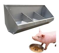 Abreuvoir à porc portable en acier inoxydable avec séparateur, mangeoire à 2 trous, grande capacité, design anti-déversement pour foin et céréales, mangeoire pour porcs et poules