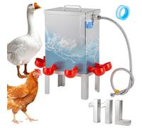 Abreuvoir Automatique 10L en Acier Inoxydable pour Volailles, Système d'Abreuvement avec Robinet à Flotteur, Support au Sol et Tuyau, Idéal pour Poulets, Cailles, Canards, Oies et Dindes