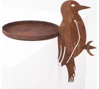 Abreuvoir De Jardin Pour Oiseaux Avec Petit Bonhomme En Forme De Trait Étourneaux Rustique Corten Rouille Hauteur 15 Cm