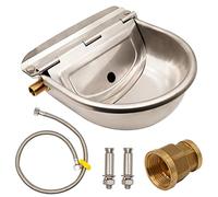 Abreuvoir en Acier Inoxydable avec Bouchon de Vidange, Connecteur en Laiton, Tuyau Tressé et vis de Montage Automatique, Robinet Flotteur à Boule, pour Cheval, Chien, Bétail, Chèvre, Mouton, Cochon