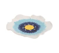 Abreuvoir en Forme de Fleur Céramique Bleu, Plat Peu Profond Jardin | Station pour Abeilles et Insectes Butineurs, Décor Extérieur Élégant, Observation Familiale et Apprentissage