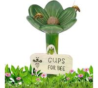 Abreuvoir Fleur pour Abeilles avec Tige, Coupelle D’Eau pour Abeilles Et Papillons, Déco Jardin Patio Balcon, Centre Texturé pour Atterrissage, Hauteur Réglable (Green)