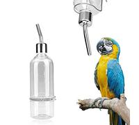 HEEPDD Abreuvoir Perroquet, Perroquet Distributeurs d’Eau Distributeur Eau Perroquet Bouteille d'eau Suspendu à Bouteille d'alimentation Fontaine avec Paille de Gouttes avec tétine(L)