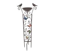 Abreuvoir pour oiseaux, bain d'oiseaux, jardin, papillon, marron, fer, base laquée, H 101,5 cm