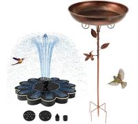 Abreuvoir pour oiseaux debout, diamètre : 30 x 80 cm, avec fontaine solaire, pour l'extérieur, ultra inoxydable, robuste, durable, en métal, vintage, en métal, pour l'extérieur, grand bain d'oiseaux
