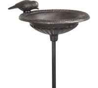 Abreuvoir pour oiseaux en fonte sur tige avec figure d'oiseau - décoration de jardin abreuvoir pour oiseaux - bain d'oiseaux résistant aux intempéries bol pour jardin parterre terrasse hauteur 92 cm b