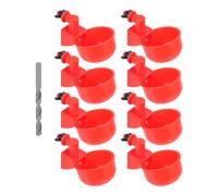 Abreuvoir pour Poulets Automatique en Plastique et Acier Inoxydable Rouge | Gobelets D’eau pour Volaille, Usage Maison ou Ferme, Remplissage Facile, Plusieurs Oiseaux Boivent Ensemble