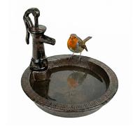 Abreuvoir Relaxdays pour oiseaux, HxLxP 15x17x18 cm, fonte, sur pied, coupelle eau/nourriture, marron