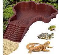 Abreuvoir Tortue Terrestre, Bol d'eau pour Reptiles avec éChelle, Rampe Animaux Piscine, Accessoire De Distributeur d'eau pour Tortues Terrestres, Bassin De Douche pour Terrasse (Red)