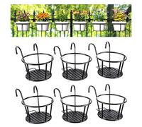 ABRFC Iron Art Paniers à suspendre sur rail en métal avec crochet pour décoration intérieure et extérieure pour balustrade, clôture, balcon, jardin (HangingPS-6-Noir)