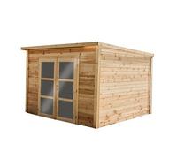 Abri 10,36 m² Madriers bois massif - 28 mm - toit mono pente