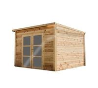 Abri 10,36 m² Madriers bois massif - 42 mm - toit mono pente