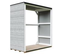 Abri à bûches extérieur 1,14 m² - 75 x 153 x H159 cm - Remise extérieure pour Bois de Chauffage résistante aux intempéries pour Le Jardin - TIMBELA M980-1-TUNDRA Grey