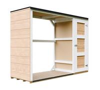 Abri à bûches extérieur - 75 x 217 x H159 cm - Abri à bûches Moderne avec Rangement latéral pour Les Outils - 1,09 m² + 0.53 m² - Abri à Outils et bûches - TIMBELA M981 - Harvest Honey