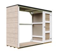 Abri à bûches extérieur - 75 x 217 x H159 cm - Abri à bûches Moderne avec Rangement latéral pour Les Outils - 1,09 m² + 0.53 m² - Abri à Outils et bûches - TIMBELA M981 - Terra Brown