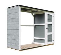 Abri à bûches extérieur - 75 x 217 x H159 cm - Abri à bûches Moderne avec Rangement latéral pour Les Outils - 1,09 m² + 0.53 m² - Abri à Outils et bûches - TIMBELA M981 - Cavern Steel