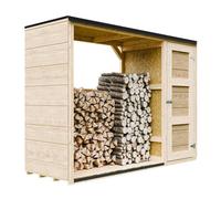 Abri à bûches extérieur - 75 x 217 x H159 cm - Abri à outils et bûches - 1,09 m² + 0.53 m² - TIMBELA M981
