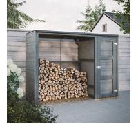 Abri à bûches extérieur - 75 x 217 x H159 cm - Abri à bûches Moderne avec Rangement latéral pour Les Outils - 1,09 m² + 0.53 m² - Abri à Outils et bûches - TIMBELA M981 - Tundra Cavern