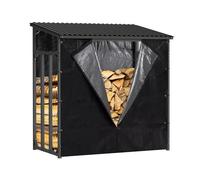 Abri à Bûches Extérieur Gardiun Wood Shed I 143x70x145cm Acier Galvanisé avec Couverture Imperméable, Bâche et Support Inférieur