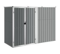 Abri À Outils De Jardin 225x89x161 Cm Rangement Extérieur Acier Galvanisé Gris Gris