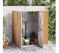Abri à outils de jardin - vidaXL - 161x89x161 cm - Acier galvanisé - Brun - Conception inclinée - Poignée pratique