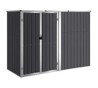 Abri à outils de jardin - ZERODIS - 225x89x161cm - Acier galvanisé - Couleur anthracite - Porte 99x152cm