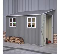 Abri à outils en métal de 4 x 10 pieds - Abri à outils avec fenêtre et toit en pente - Abri en acier résistant aux intempéries - Verrouillable comme garage à vélos pour 2 à 3 vélos, cache-poubelles et