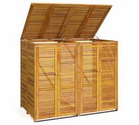 Abri À Poubelle Double 140x89x117 Cm Bois Acacia Verrouillable